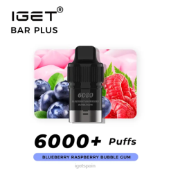 igae spain- 6200N252 chicle de arándanos y frambuesa barra iget barra iget plus pod 6000 inhalaciones