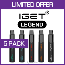 IGET vape barcelona- 6200N519iget venta al por mayor iget legend - 4000 inhalaciones - paquete de 5
